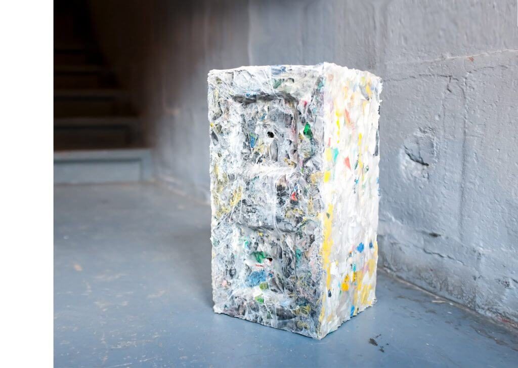 A picture of a large 'ByBlock', an eco-friendly building block created using plastic.